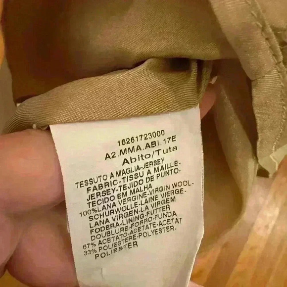 MaxMara Womens Knit Long‎ Sleeve Dress Size 44 Tan 100% Virgin Wool | Italian - Picture 6 of 8